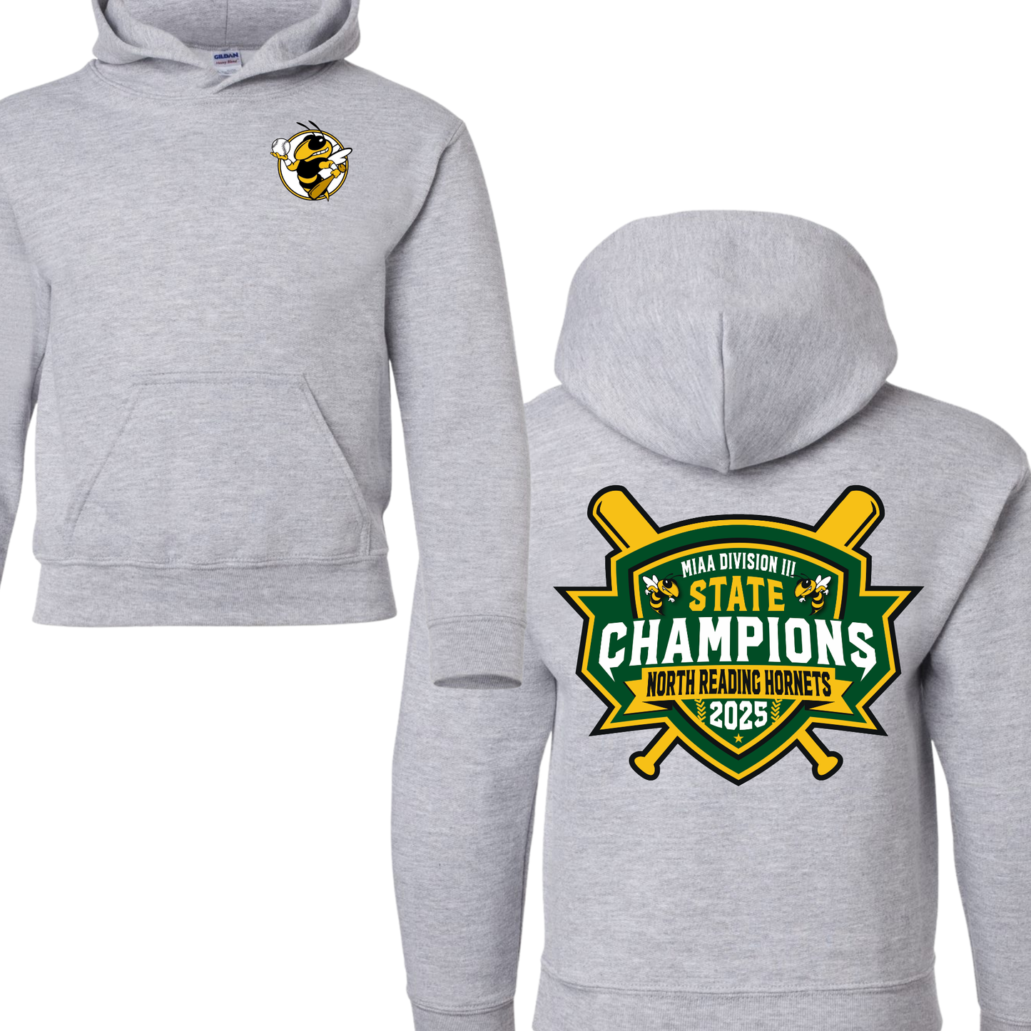 NR High Baseball State Champ Hoodie-Hornet Logo