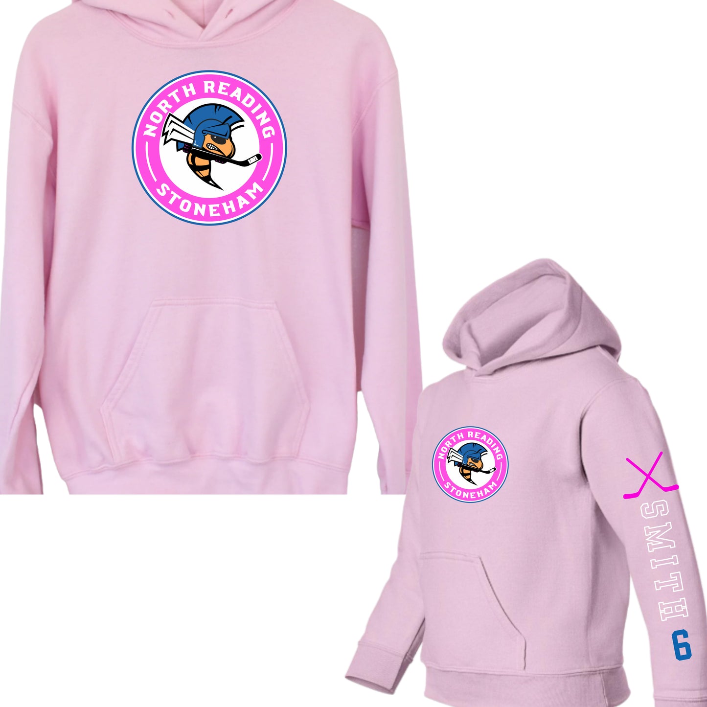 NR/Stoneham Pink Name Sleeve Hoodie