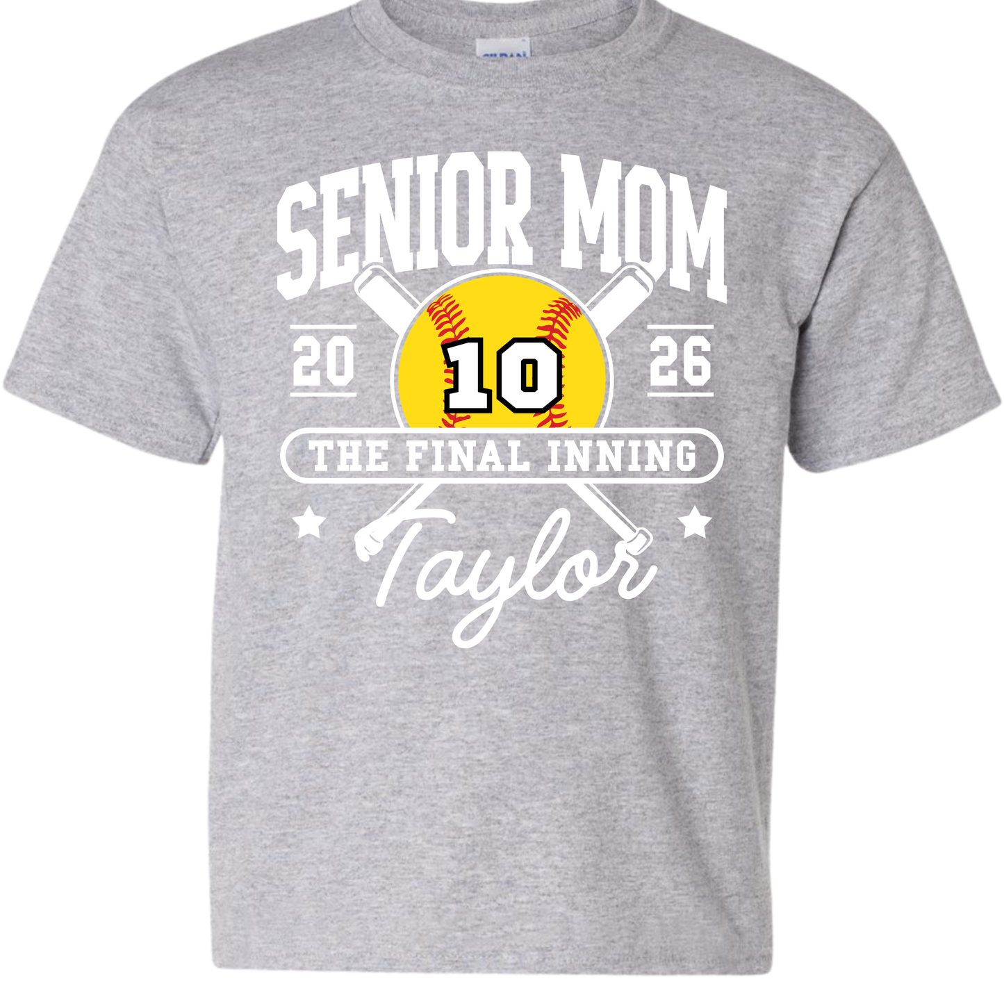 NR High Softball Senior Mom Shirt Grey