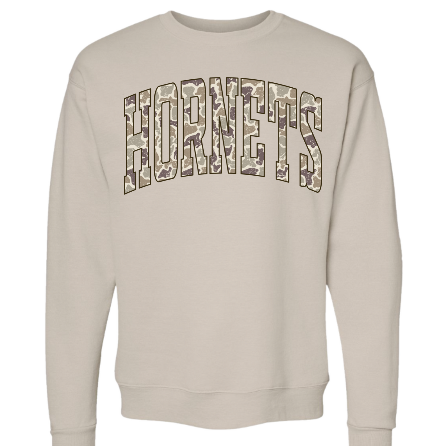 Distressed Camo Hornets Crew
