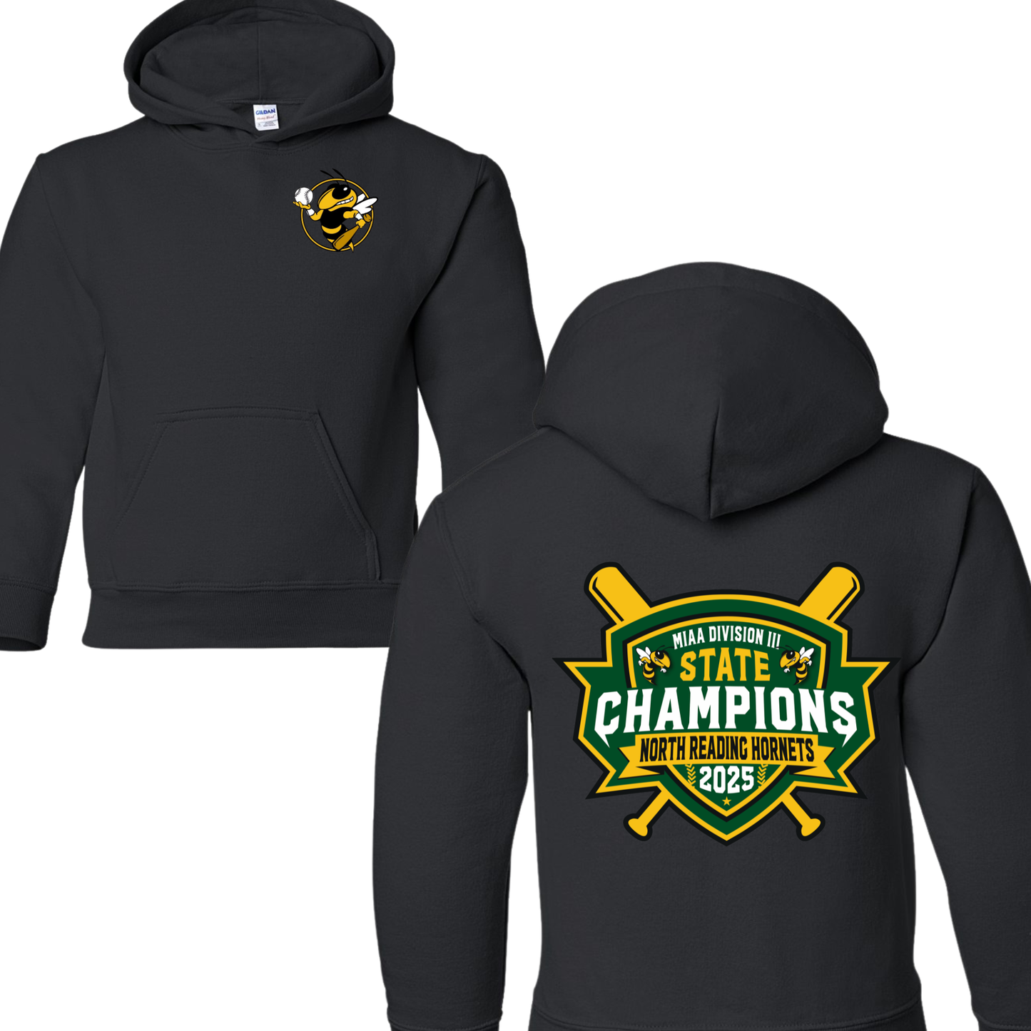 NR High Baseball State Champ Hoodie-Hornet Logo