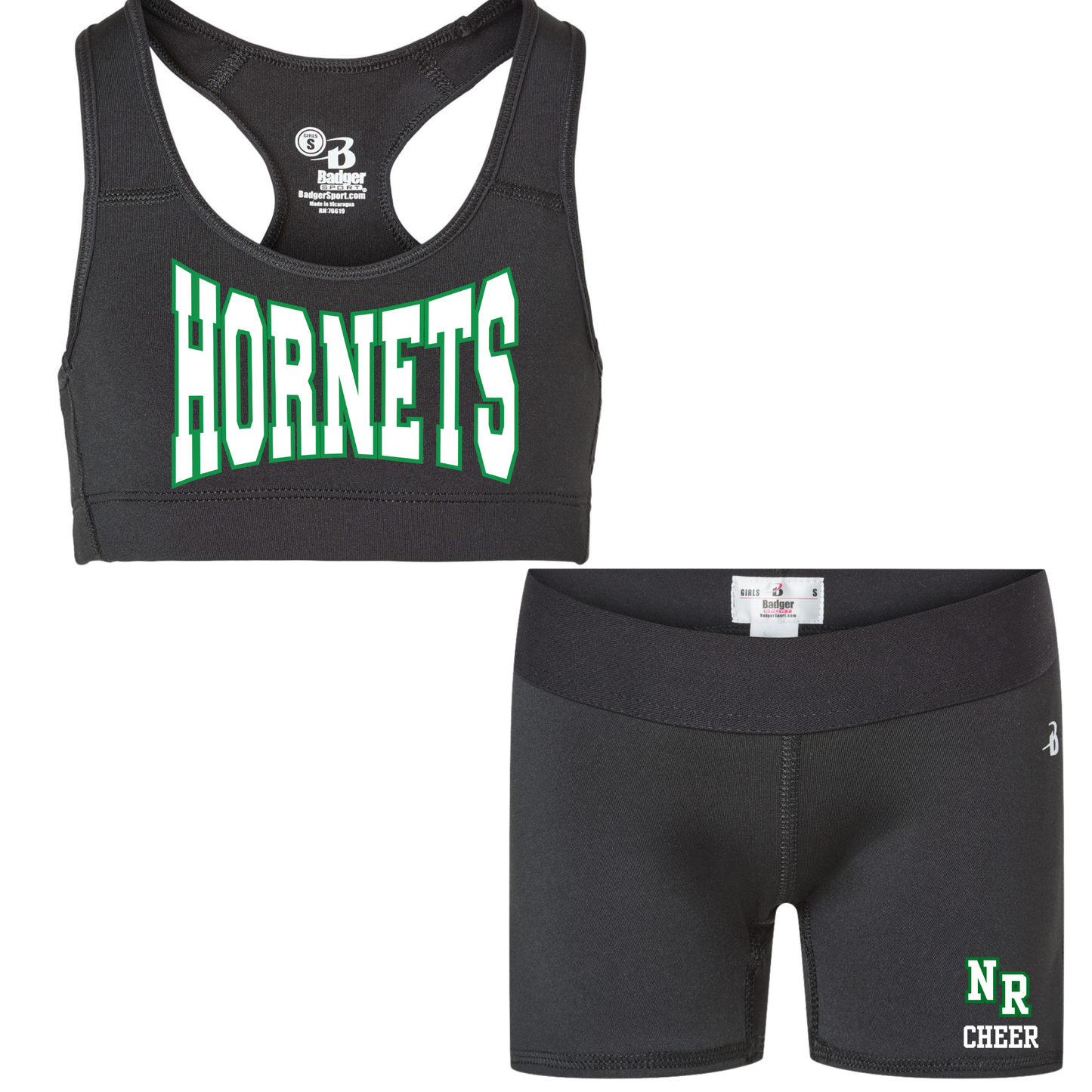 NR Youth Cheer Green and White Set