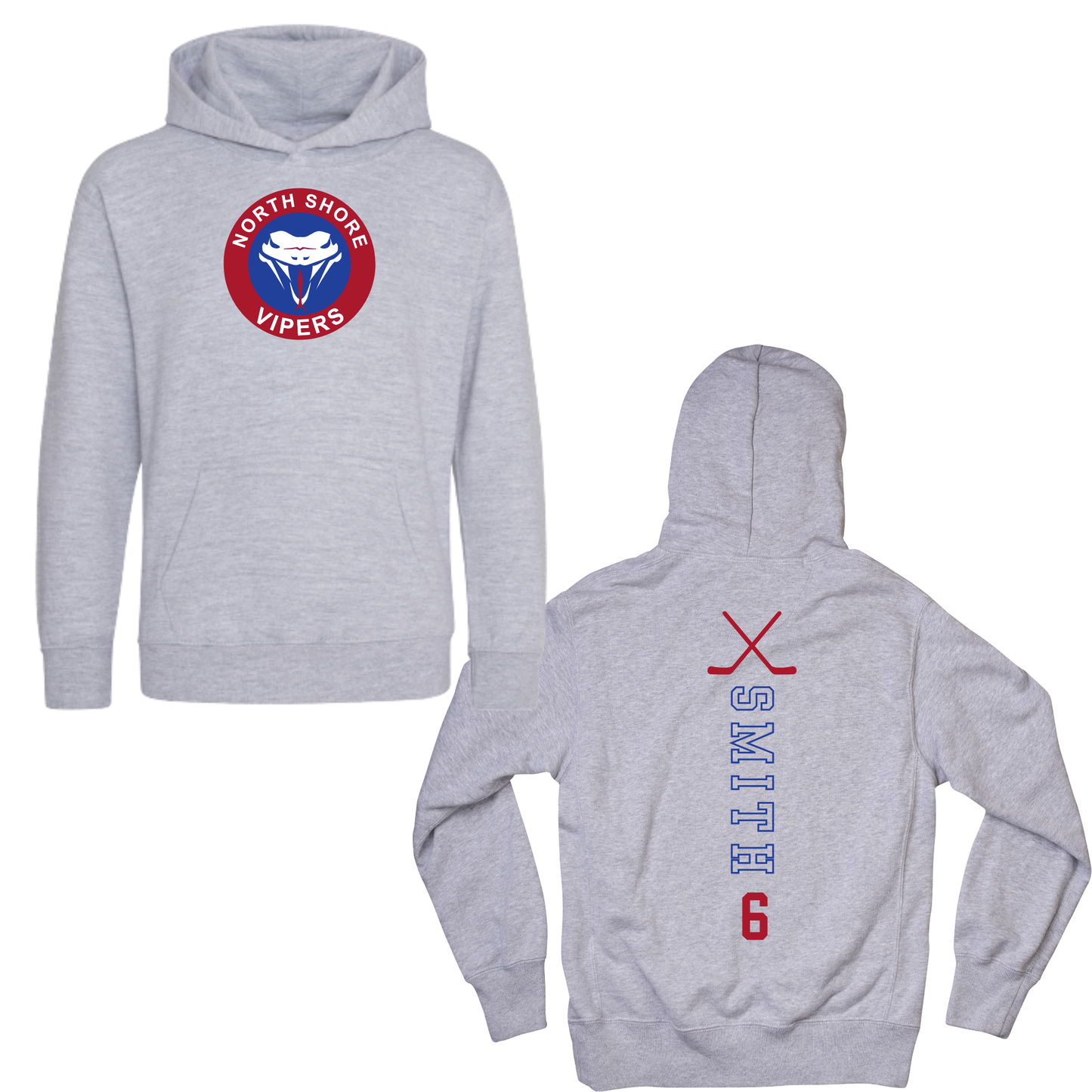 Vipers Name Hoodie- Grey