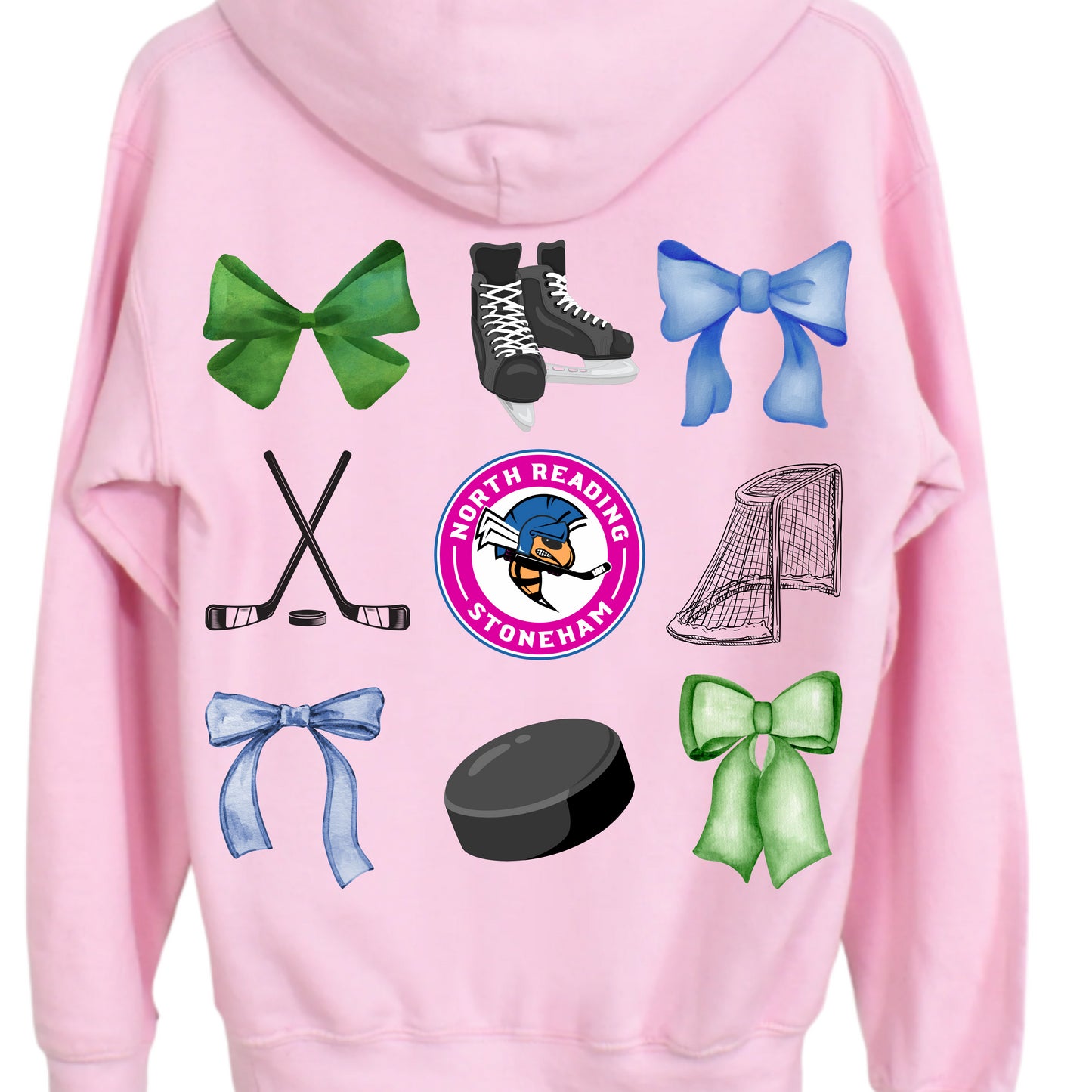 NR/Stoneham Youth Hockey - Power Play Bows Pink Hoodie