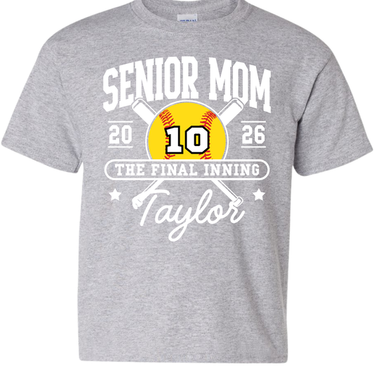 NR High Softball Senior Mom Shirt Grey