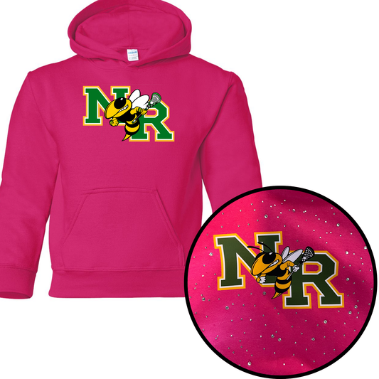 NR Lacrosse Hoodie Pink and Rhinestone