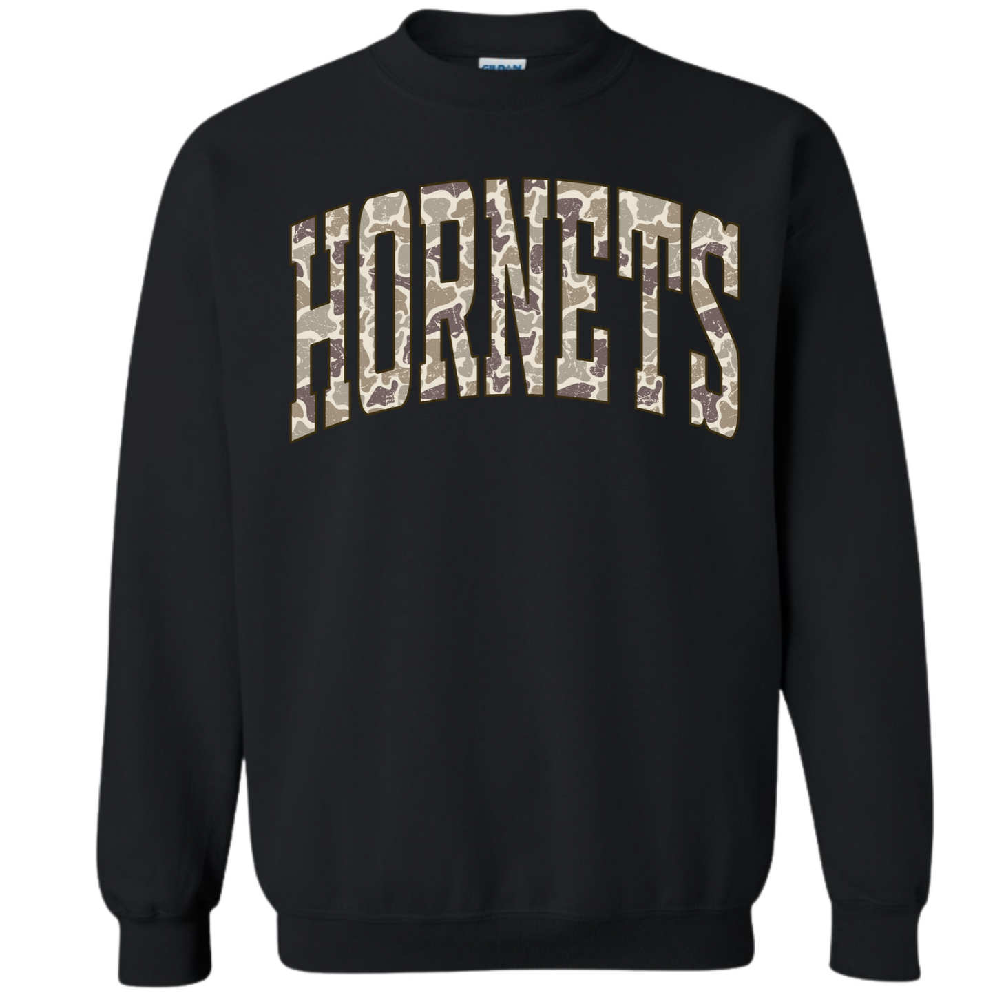 Distressed Camo Hornets Crew